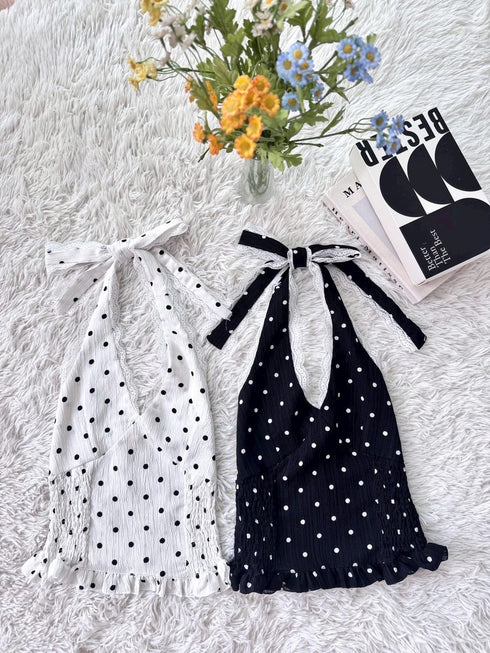 Halter Neck Polka Dot Top